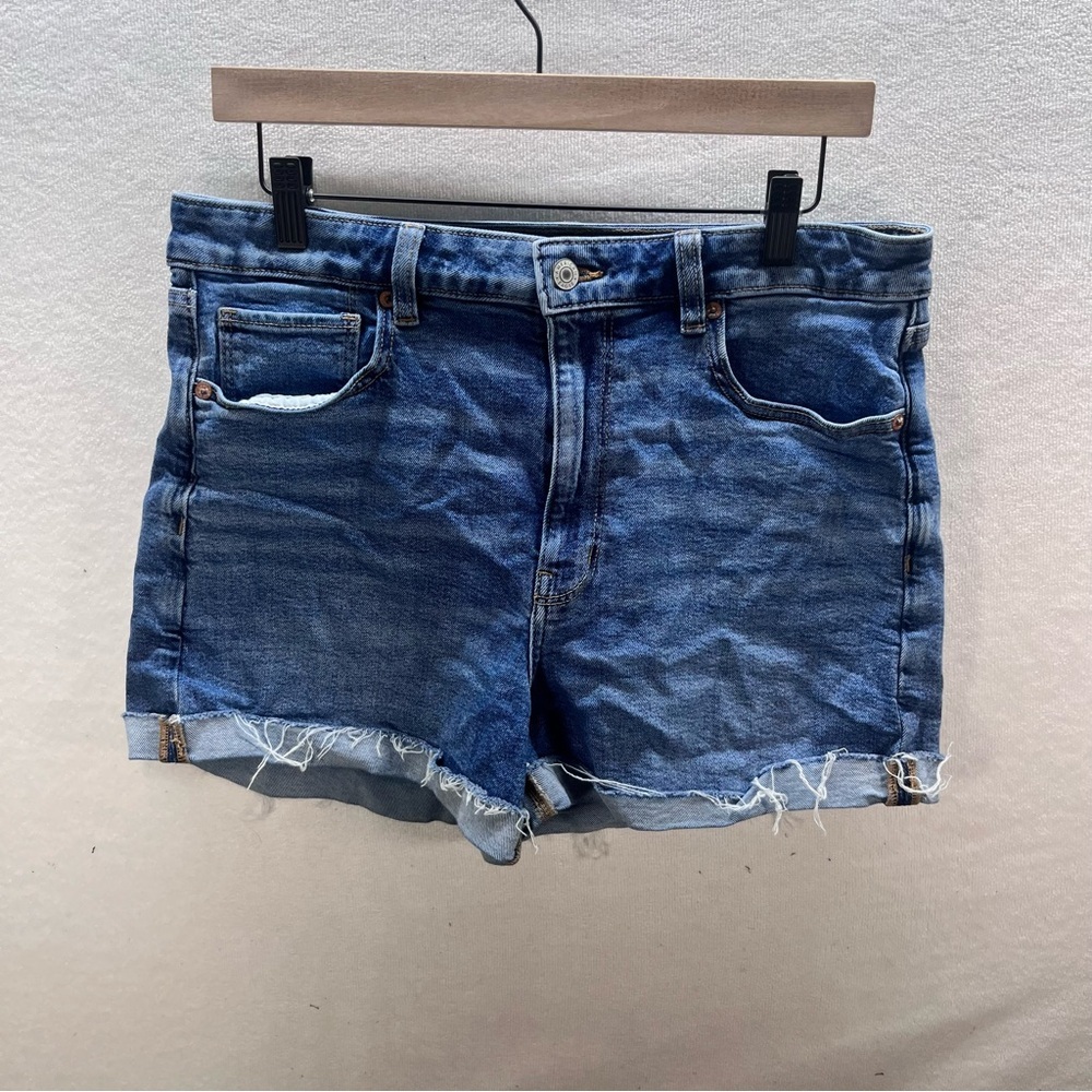 American Eagle Cut Off Mom Shorts Womens 12 Blue Denim Stretch Summer Cute 2884